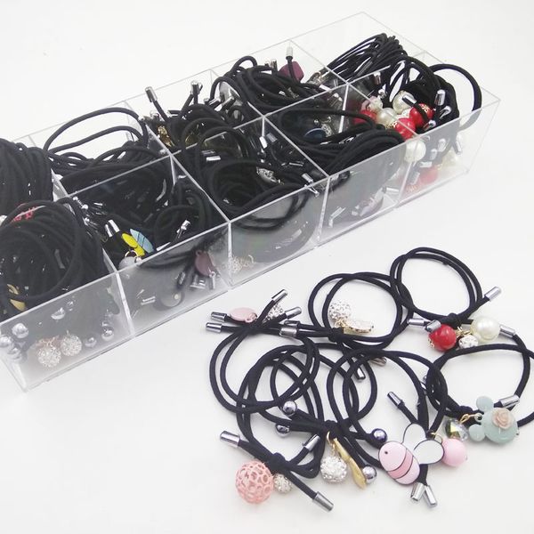 

100 root boxed diamond ball hairband crystal double joint hairband for tying hair elasticity hair band, Brown