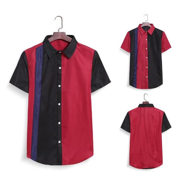 

striped casual shirt men short sleeve button up 2020 summer leisure fashion brand shirts men camisa masculina streetwear, White;black