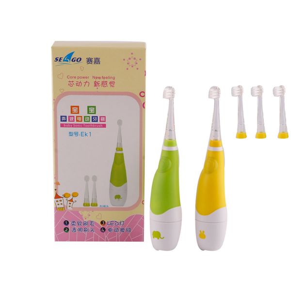 

professional seago child baby kids sonic electric toothbrush intelligent vibration with led light smart reminder for baby sg902