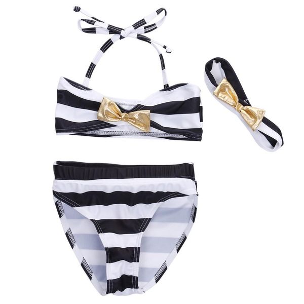 

2016 baby girls kids striped bow bikini set swimwear swimsuit swimming bathing suit beachwear