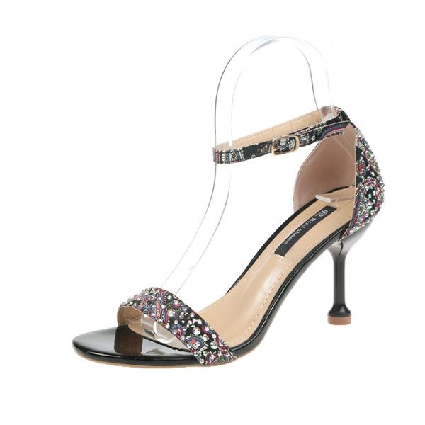 

Бренд Женские сандалии летние туфли на высоких каблуках кожа Peep Toes пряжка ремень Женская обувь для вечеринок черный Sandalia Tacon Negro lll