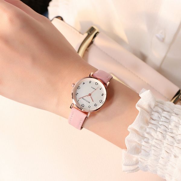 

women watches simple vintage small dial watch sweet leather strap outdoor sports wrist clock gift, Slivery;brown