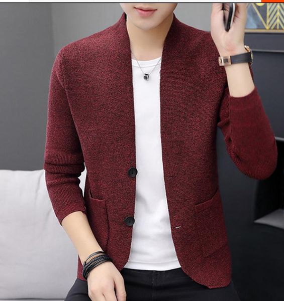

2020 men in spring and autumn winter with new style fashion long sleeve v-neck cardigan sweater coat, White;black