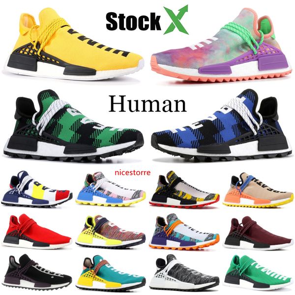 

with mask bbc human race nmd pharrell williams yellow bbc green plaid peace designer shoes sun glow hu holi men women running shoes