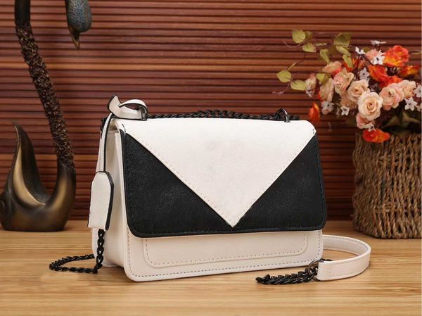 

designer luxury handbag 2020 fashion new arrival two-color stitching chain shoulder messenger bag