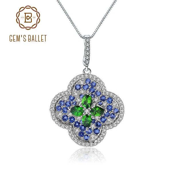 

gem's ballet 0.65ct natural chrome diopside gemstone pendant necklace for women genuine 925 sterling silver flower fine jewelry