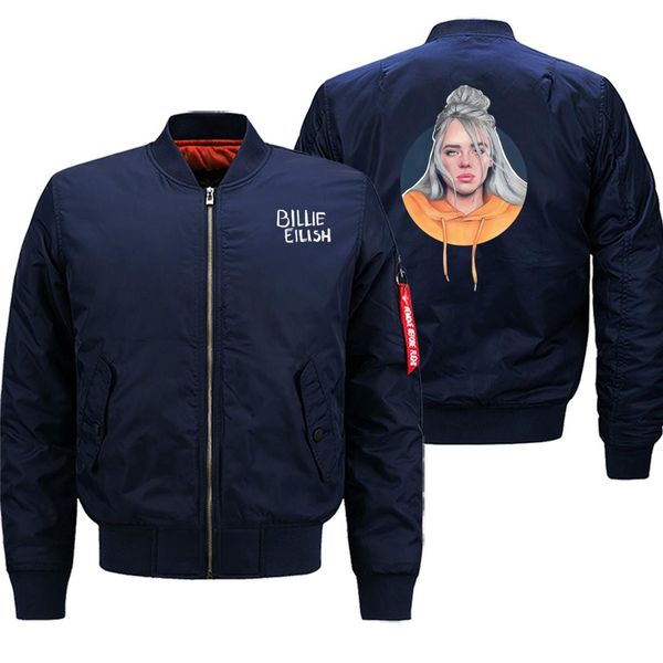 

winter men jackets 2019 men's clothing billie eilish singer print loose casual streetwear coat thick bomber motorcycle, Black;brown