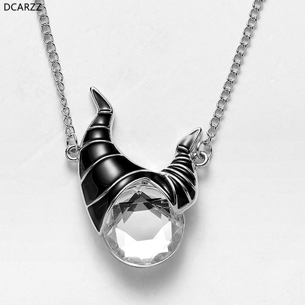 

maleficent horns necklace crystals charms chokers necklace women girl street wear villain jewelry halloween party pendant gift, Silver