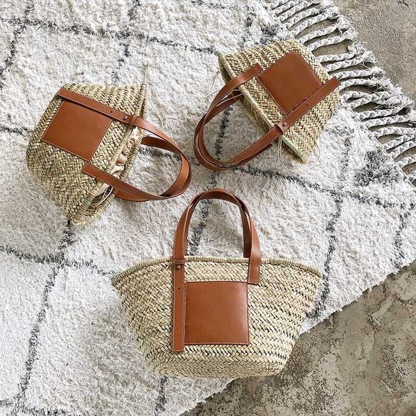 

fashion brand design women straw handbags 3 sizes large basket causal shoulder tote bags seaside beach bags europe and america