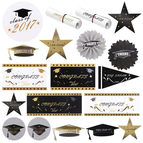 

40pcs 2017 graduation party paper cutout decoration graduation season cap