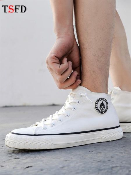 

2020 casual sneaker fashion casual man shoes round toe male shoes high mens canvas 44 size men footwear s3, Black