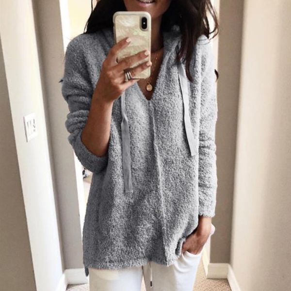 

fashion-style women's autumn and winter hooding and fleecy hoodigan new european and american women's jumper plush jacket of freig, Black