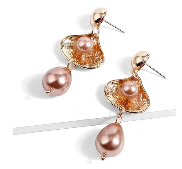 

fashion designer earrings anti-allerg alloy shell large earrings stainless steel ear pin pearl earrings female european and american jewelry, Silver