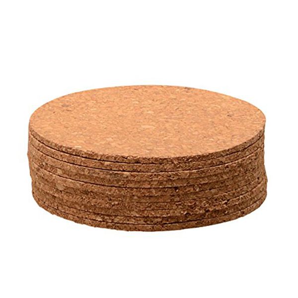 

abla set of 10 cork bar drink coasters - absorbent and reusable - 90mm, 5mm thick