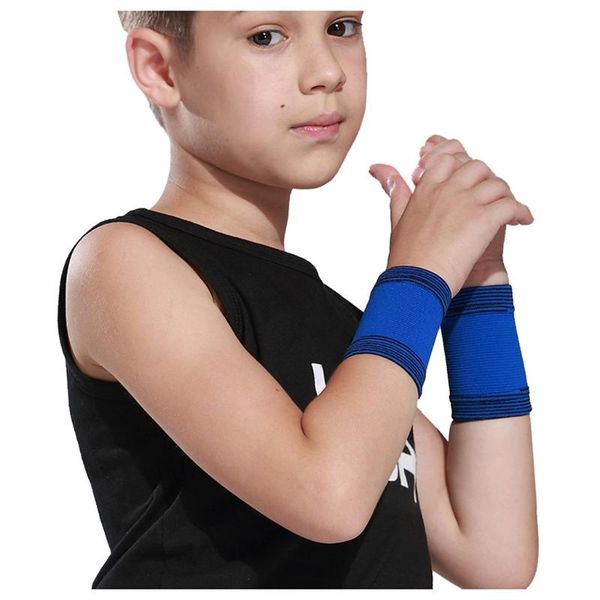 

children's sports safety protection equipment set adjustable belt elastic breathable knee pads elbow wrist gym sports band, Black;red