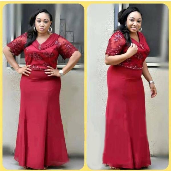 

2020 new elegent fashion style african women polyester v-neck plus size long dress l-3xl, Red