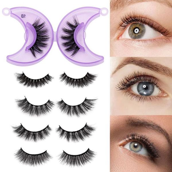 

2020 new 3d mink lashes natural false eyelashes fake lashes makeup eyelash extension moon creative packaging portable 1 pair