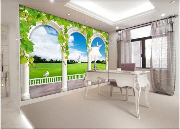 

wdbh 3d wallpaper custom p three-dimensional european-style roman column landscape tv background wall wallpaper for walls 3 d