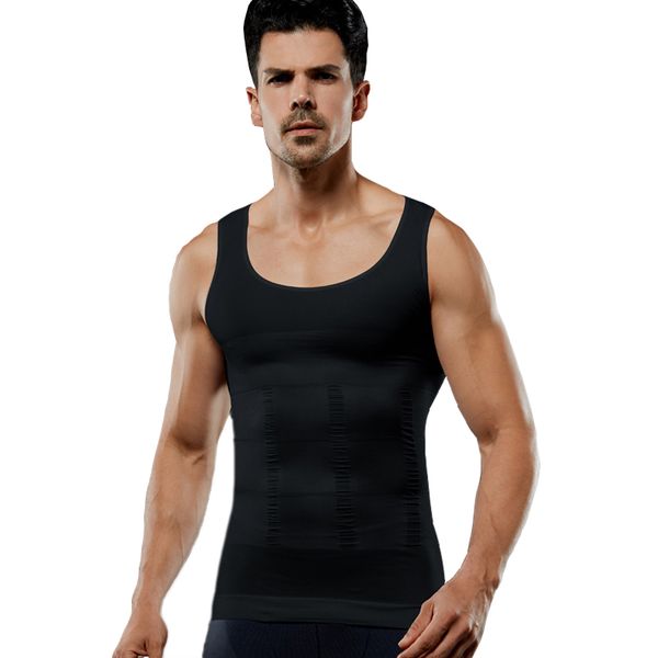 

men waist cincher corset posture corrector underwear body shaper men vest slimming chest tummy compression shapewear for male, Black;brown