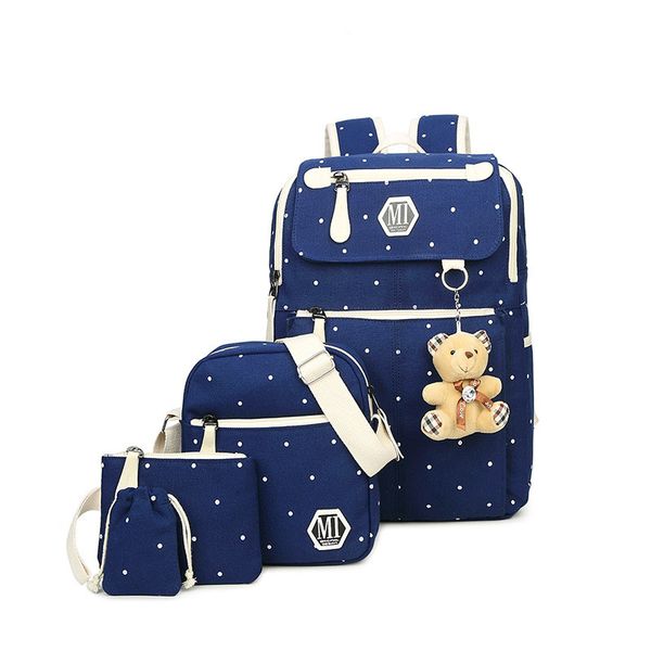

fashion canvas 4pcs/set women school backpacks college schoolbag for teenager girl and boys rucksack moclila shoulder bag