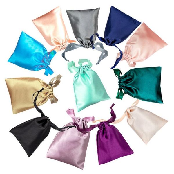 Jóias saco de armazenamento de cetim cordão Sacos Silk Eye Mask Bolsas Cosmetic Favor presente da fita Moda Bundle bolso Bag duplo Desenhe Cordas YP54