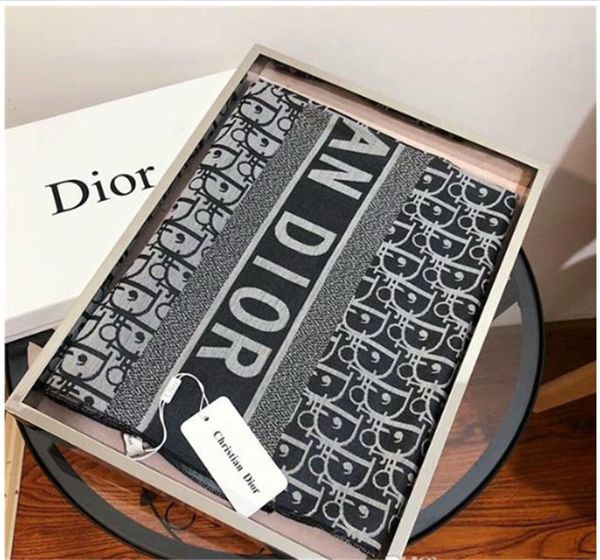 

the latest autumn winter silk wool 01scarf shawl letter classic casual comfortable shawl may be wholesale, Blue;gray