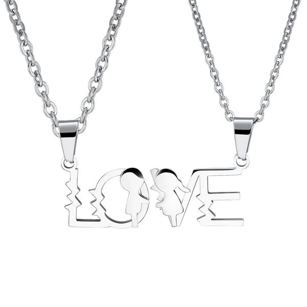 

ch-656 love son daughter boys girls necklaces stainless steel pendant mothers fathers necklace for family mom dad kids gifts, Silver