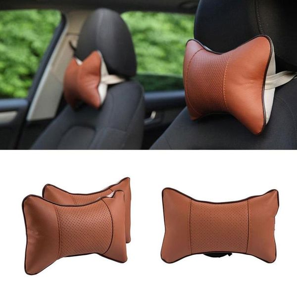 

1pc auto car neck pillow memory foam pillows pu leather neck rest seat headrest cushion soft pad 4 colors support high quality