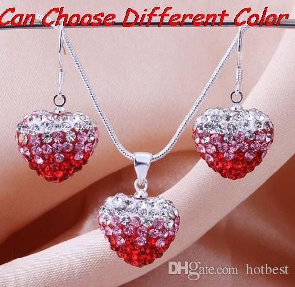 

mix 18 inch mixed newserert style crystal beads gradient heart crystal set drop earrings necklace pendant snake chains, Black