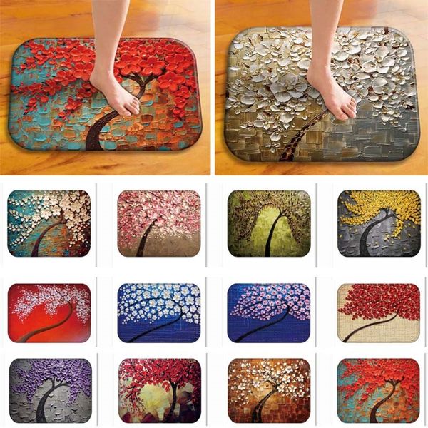 

tree of life flower doormats flannel non-slip indoor outdoor floor mat carpets for home decor kitchen mats 40*60cm an2524