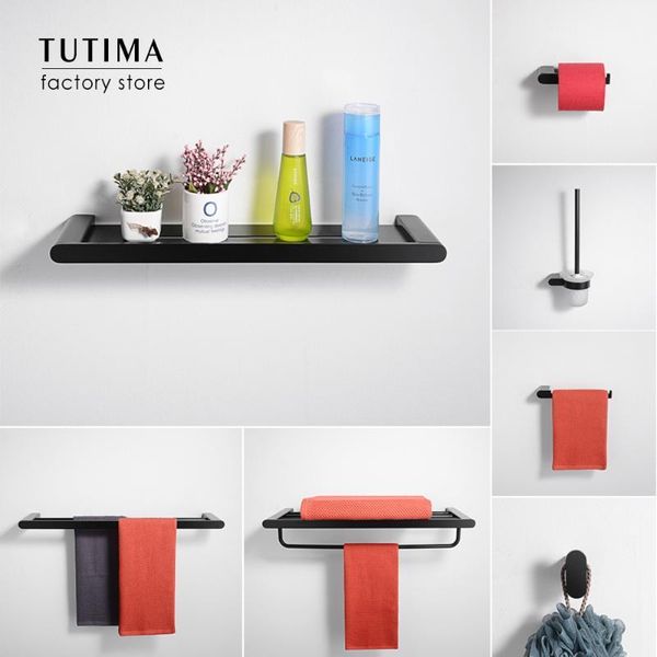 

tutima современная ванная комната черный комплект оборудования 304 нержавеющая сталь вешалка для полотенец держатель бумажного полотенца бар