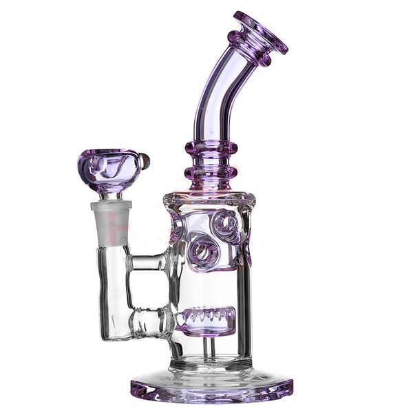 8 polegada de vidro dab rig roxo heady dab rigs de vidro inebriante fab ovo buraco inebriante de vidro com roxo 14mm tigela