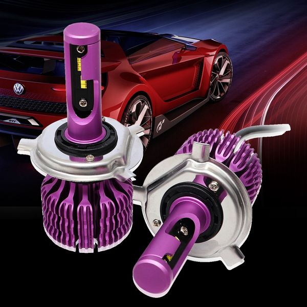 

h4 x9 2pcs car led headlight bulbs 6000k 36w 1800lm led headlamp fog light purple