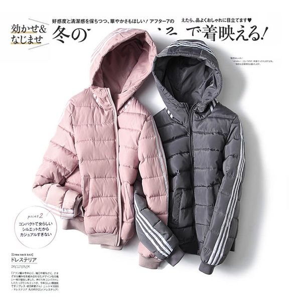 

2019 autumn & winter cotton coat hooded coat women's short korean-style thick bf harajuku-style sports women's, Blue;black