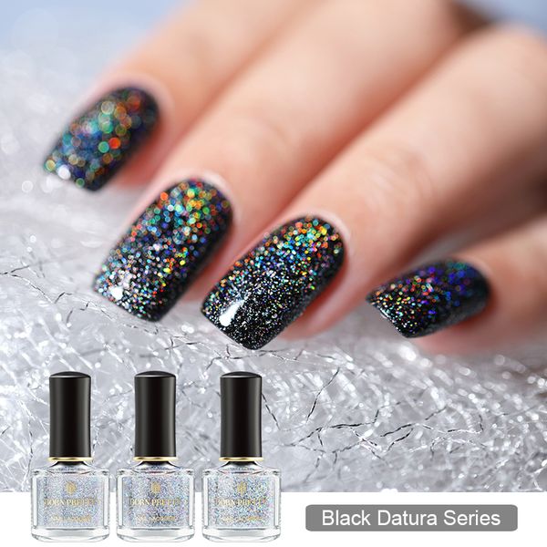 

born pretty holographic nail polish galaxy sequins nail polish art holo glitter coat black datura series set