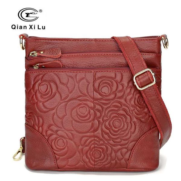 

women handbags 2018 new women genuine leather handbags embossed floral shoulder bags female flap cow leather messenger bag