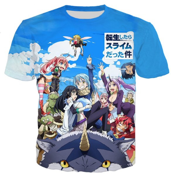 

аниме мультфильм tensei shitara slime datta ken новейшие хип-хоп футболка 3d печать мужчины / женщины лето с круглым воротом с коротким рука, White;black