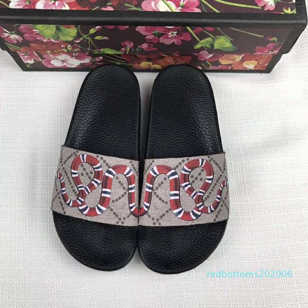 

men women sandals designer shoes luxury slide summer fashion wide flat slippery sandals slippers flip size 35-45 flower r06, Black