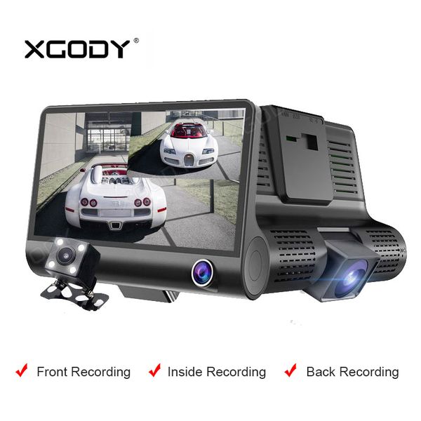 

xgody car dvr 3 cameras lens 4.0 inch dash camera dual lens with rearview camera video recorder auto registrator dvrs dash cam