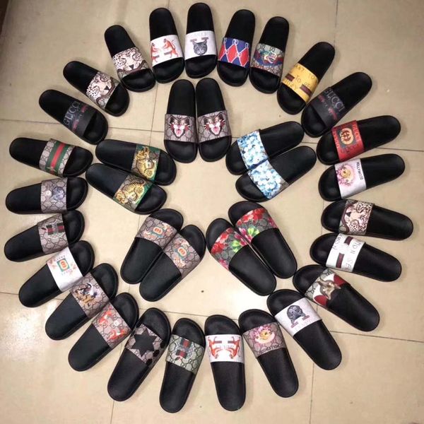 

2019 designer sandals drag recreation slides summer luxury designer beach indoor flat sandals slippers house flip flops with sandal, Black