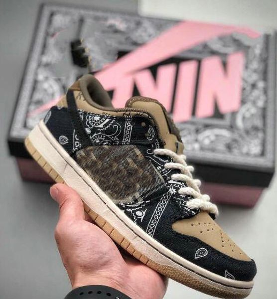 

nike sb трэвис скотт х sb dunk low mens конструктора canvas скейтбордингом обувь для женщин тренеры дез chaussures schuhe zapatos дизайнеро, Black