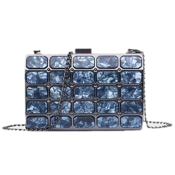 

new-new acrylic evening bag marble pattern evening hand clutch stone pattern party bag messenger shoulder