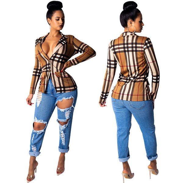 

casual blazer women 2020 spring coat fashion classic plaid thin coat, White;black