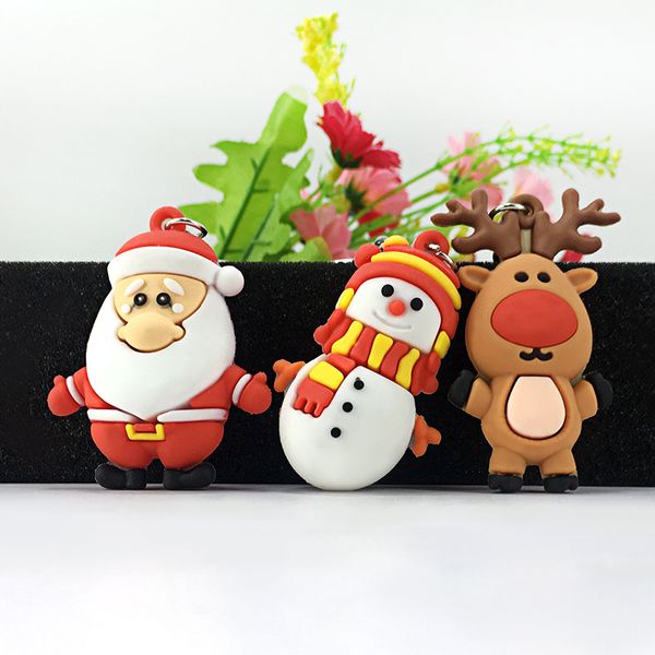 

creative christmas ornament keychain car key chain cartoon santa snowman elk keyring charm key ring bag pendant christmas gift dbc vt1185