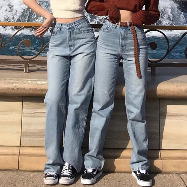 

baggy jeans denim brand korean mom jeans high waist vintage boyfriend for women pants wide leg fashion loose trousers lady, Blue
