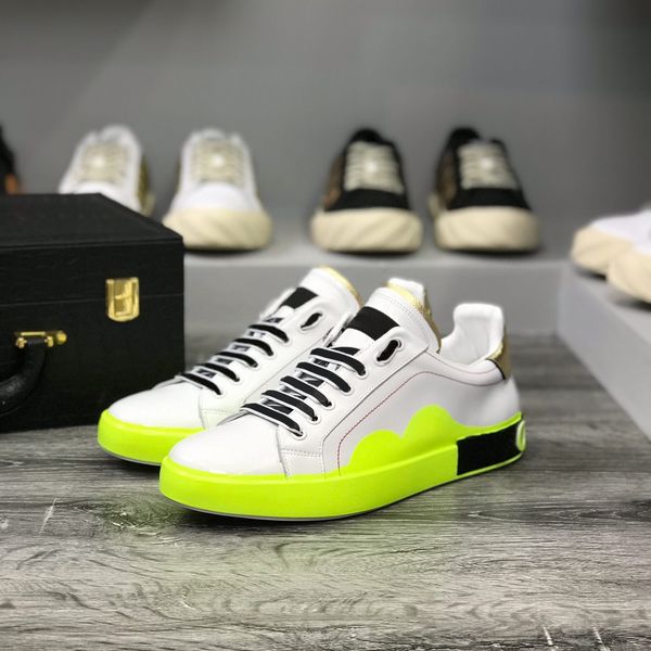 

2019 luxury designer shoes genuine leather multicolor sneakers men trainers fashion casual shoes with box size 38 - 44, Black