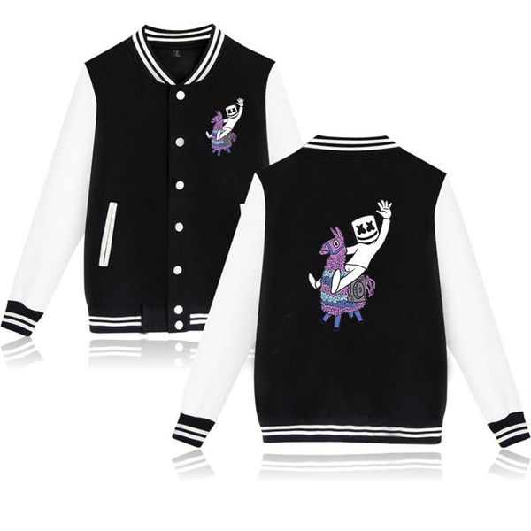 

marshmello baseball jacket повседневный harajuku толстовка outwear известный звукорежиссер и лошадь printed streetwear tops xxs-4xl, Black;brown