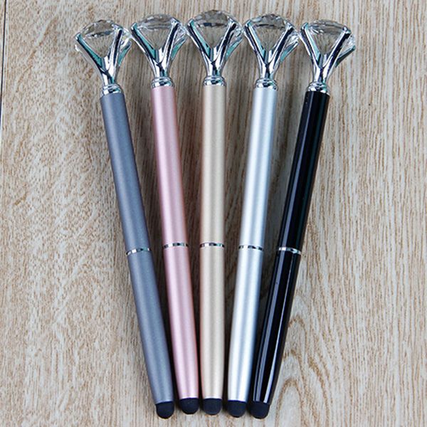 

2020 fashion creative design crystal diamond condenser ballpoint pens metal ball pen school office supplies business gift, Blue;orange