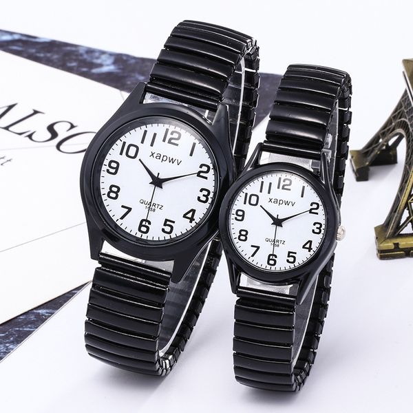 

new white and black oil steel belt men women fashion lovers watch couple watch quartz wrist, Slivery;brown