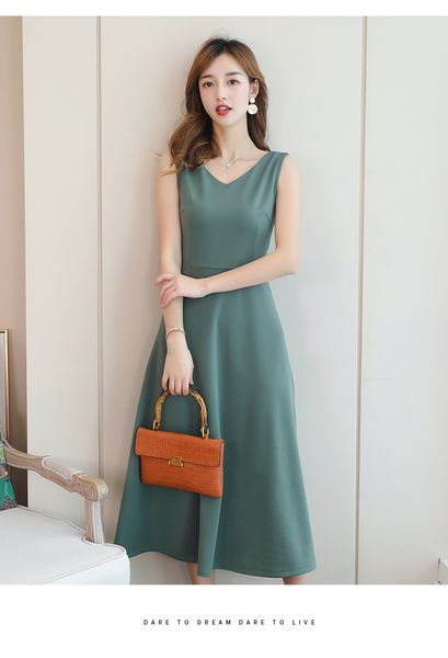 

ochre brown pure color dress bigger sizes condole belt of cultivate one's morality dress, Black;gray